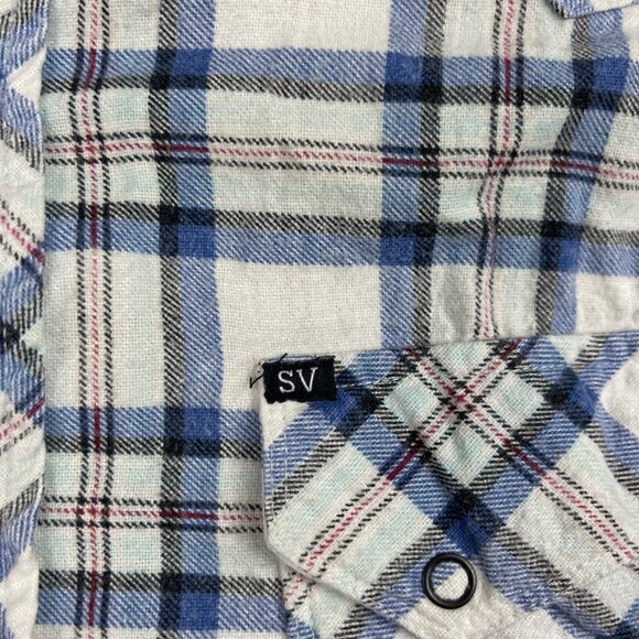 Salt Valley Western Shirt Men’s L White / Blue Plaid Button Up Long Sleeve Snap* - Picture 10 of 16